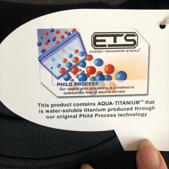 Phiten X30 Aqua Titanium Short Sleeve Shirt (Black) Small - Picture 9 of 14